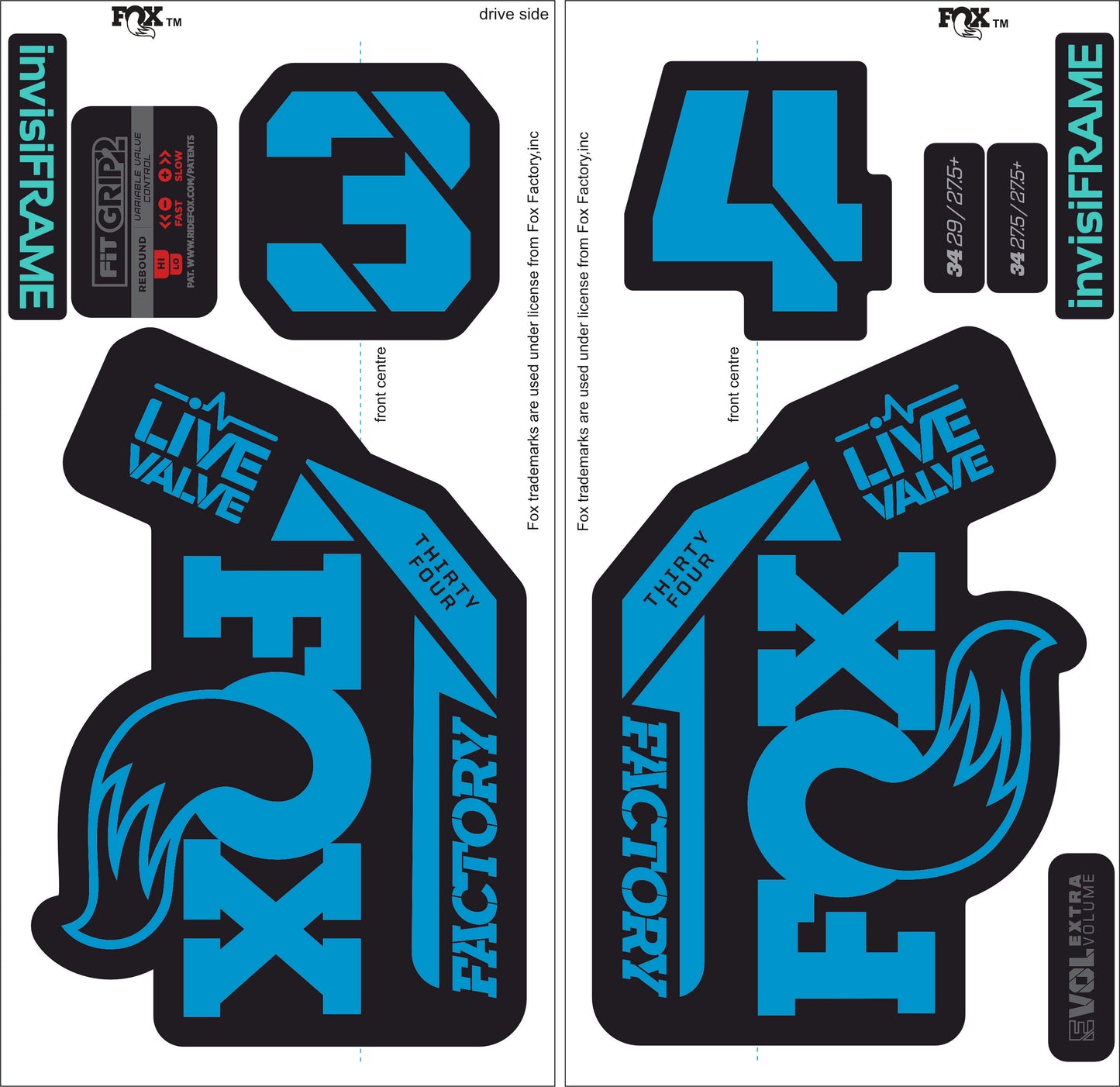 Fox 34 Factory LIVE VALVE 2021 Decals