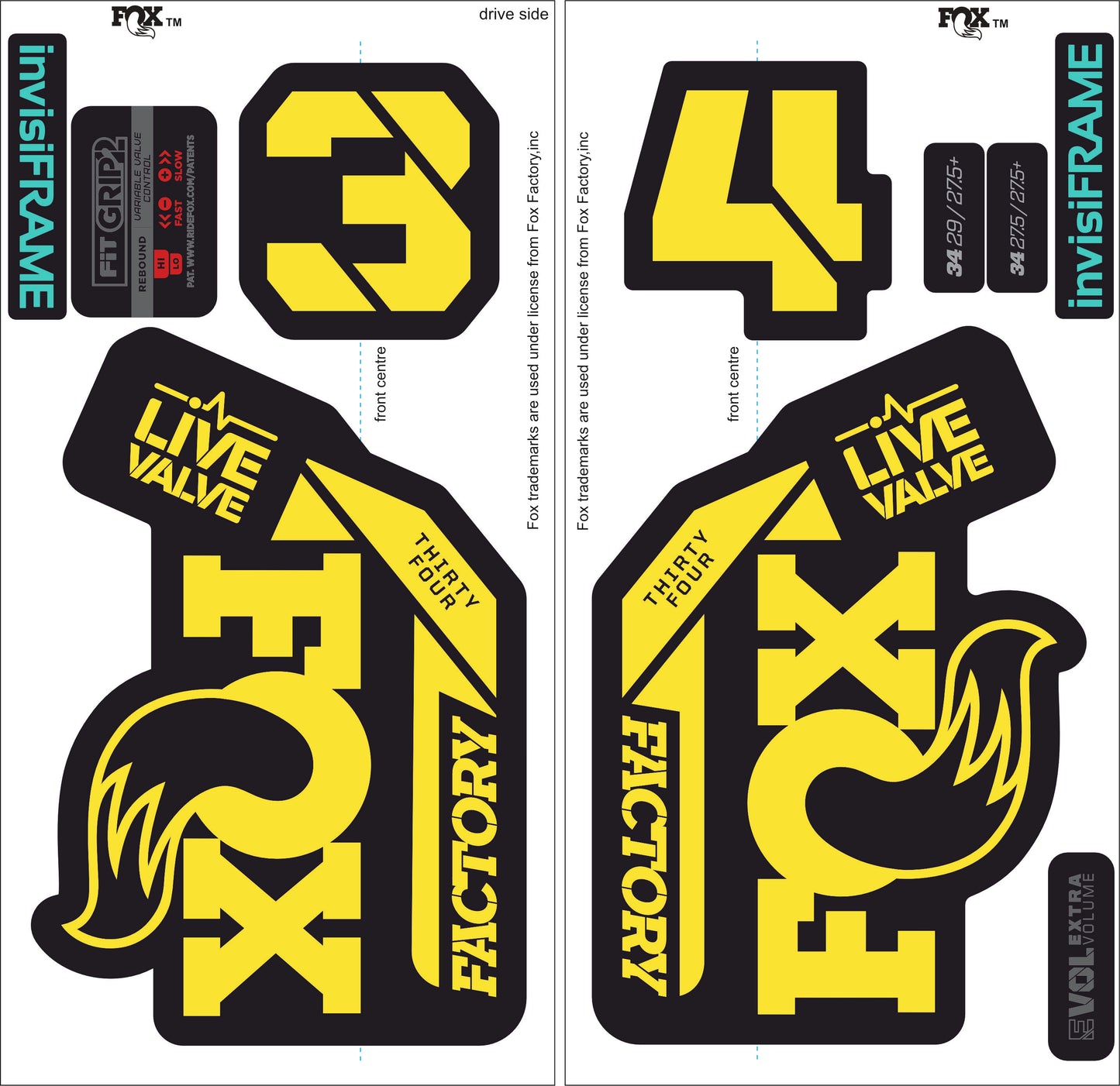 Fox 34 Factory LIVE VALVE 2021 Decals