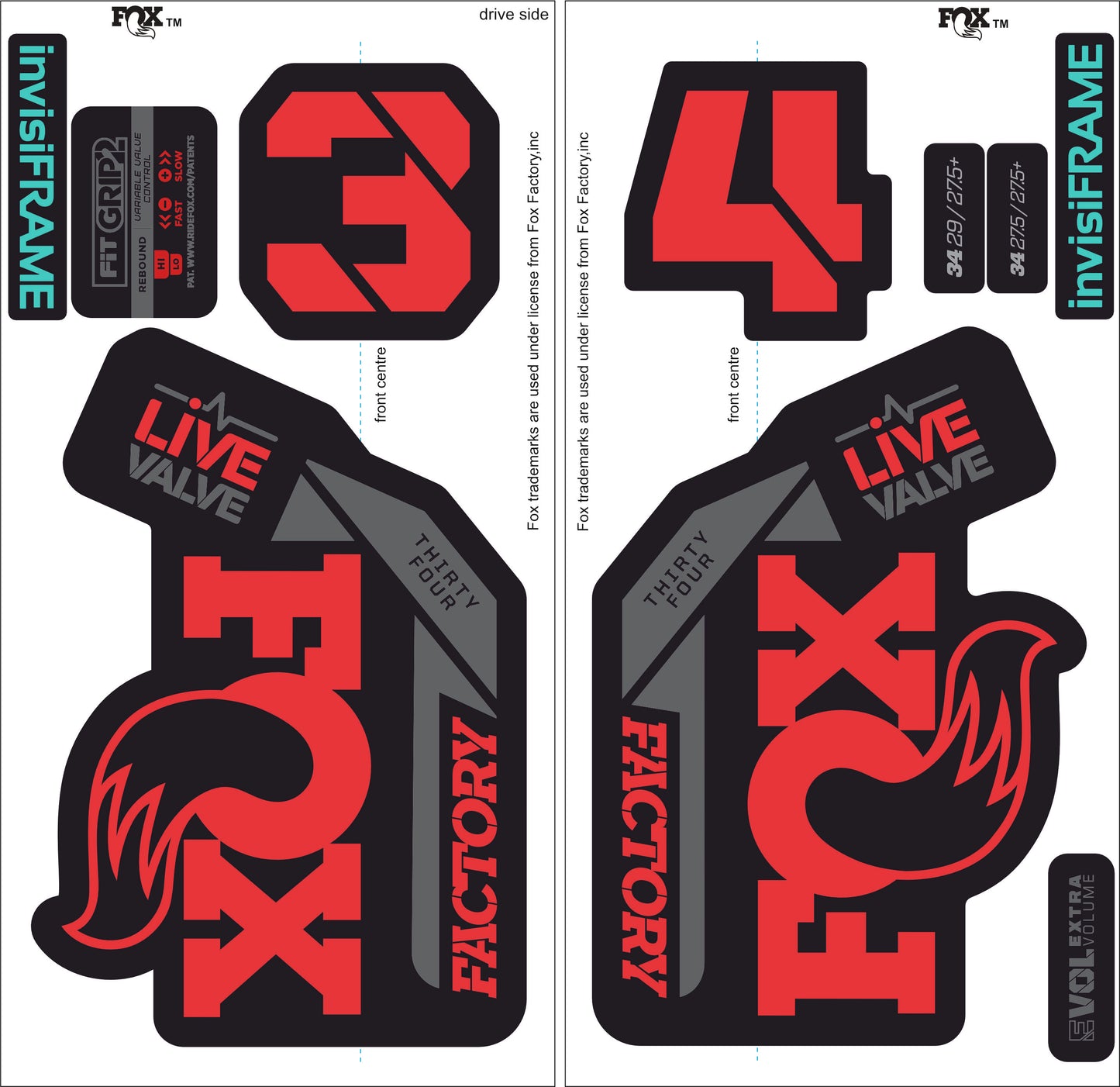 Fox 34 Factory LIVE VALVE 2021 Decals