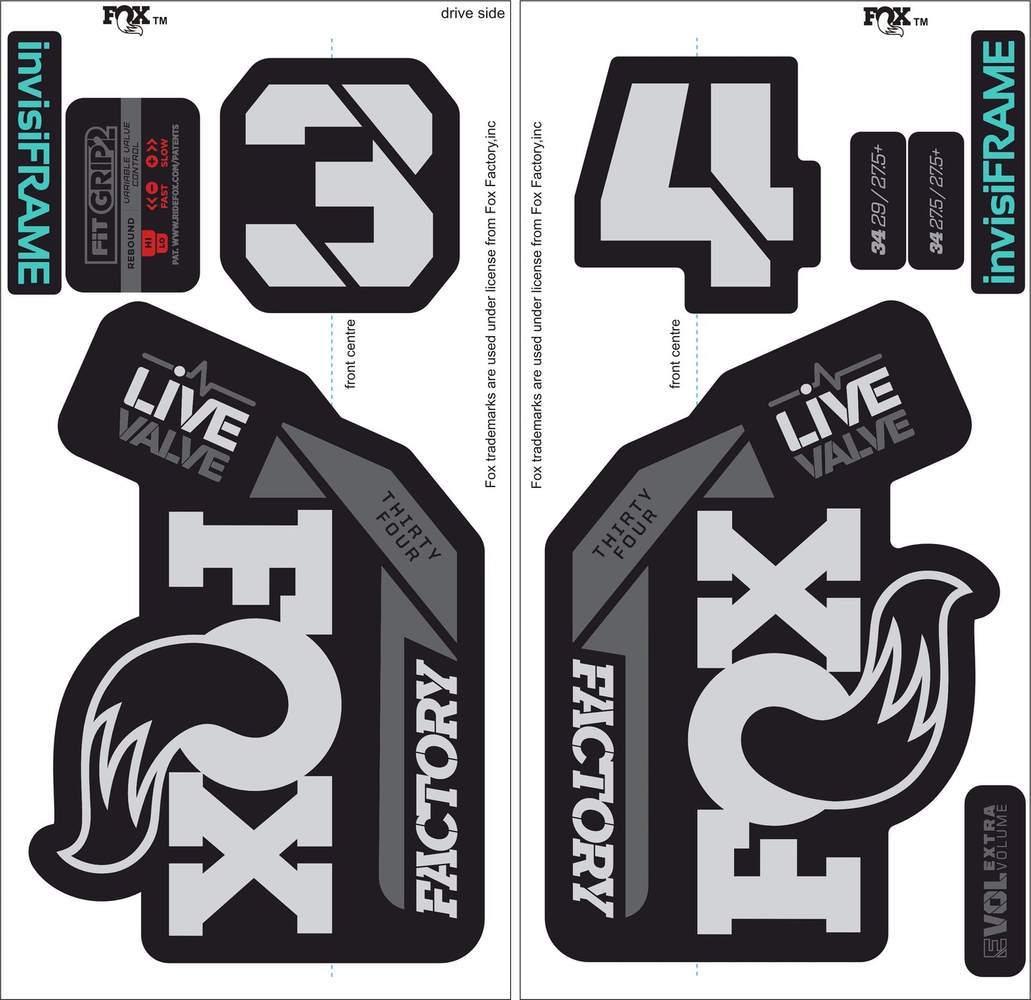 Fox 34 Factory LIVE VALVE 2021 Decals