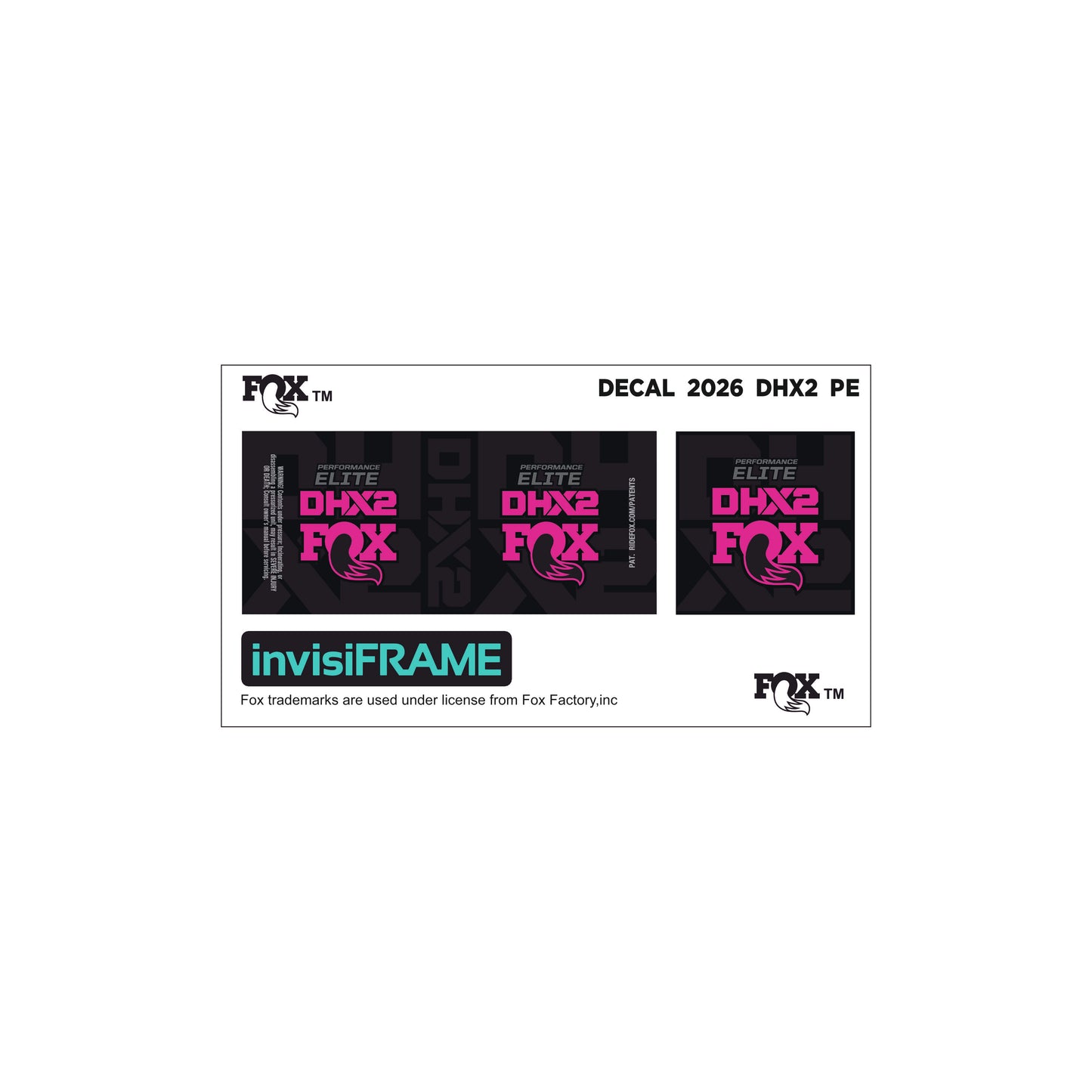 Fox DHX2 Performance 2026 Elite Decals
