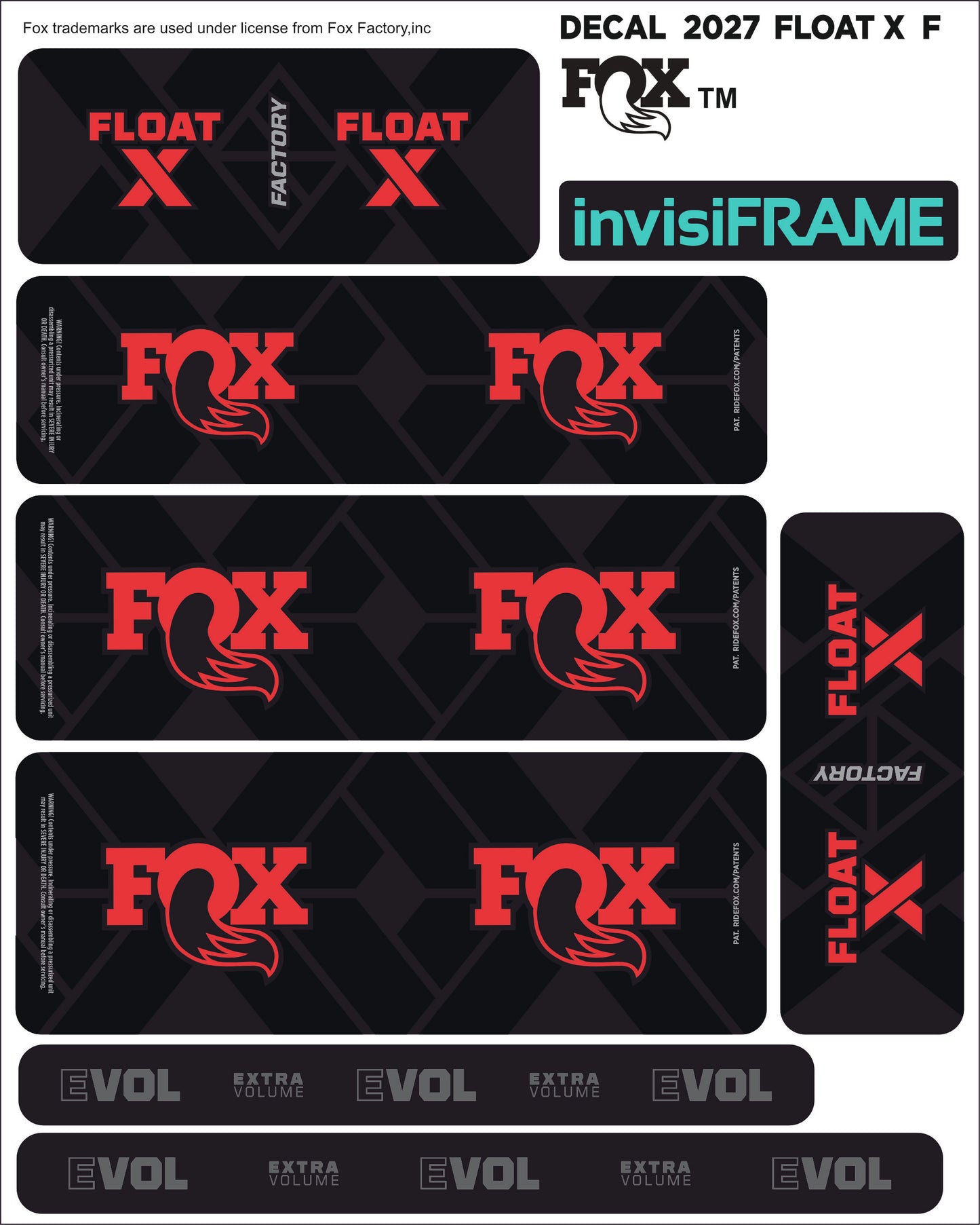 Fox Float X Factory 2027 Decals