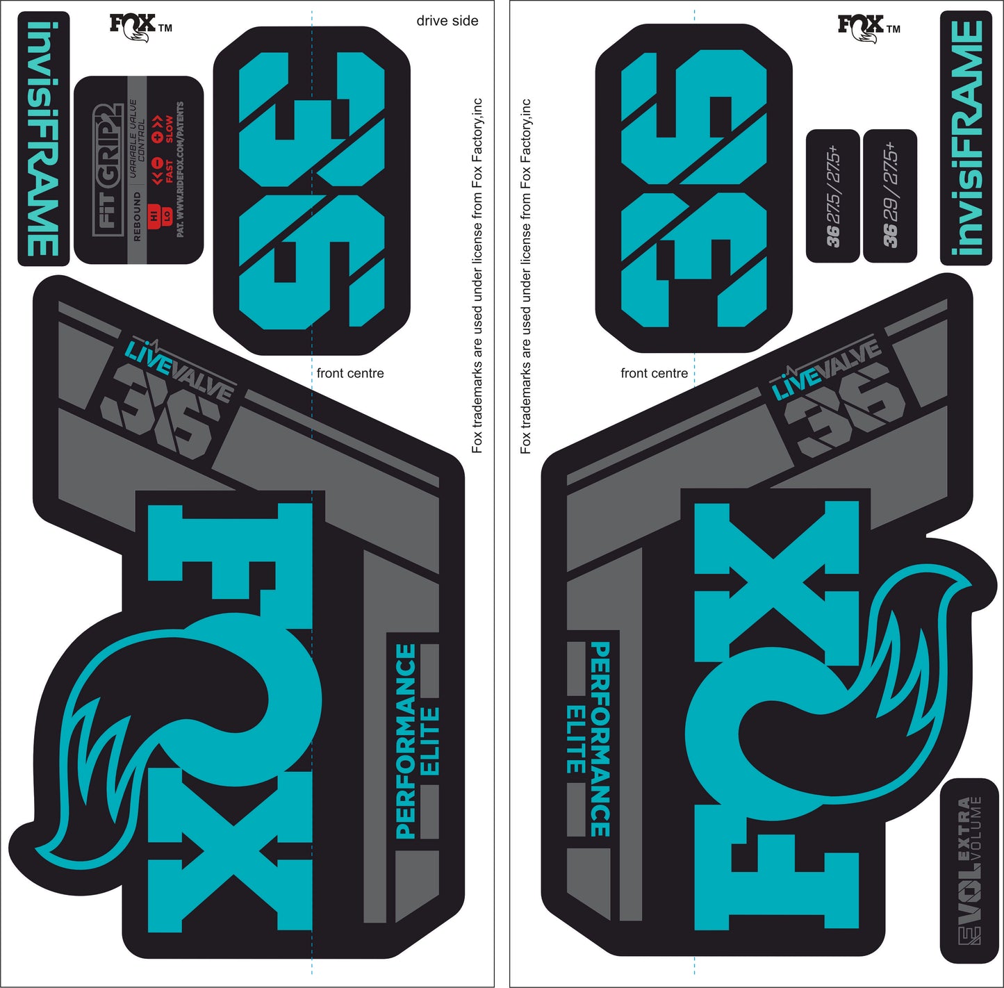 Fox 36 Performance Elite Live Valve 2022 decals