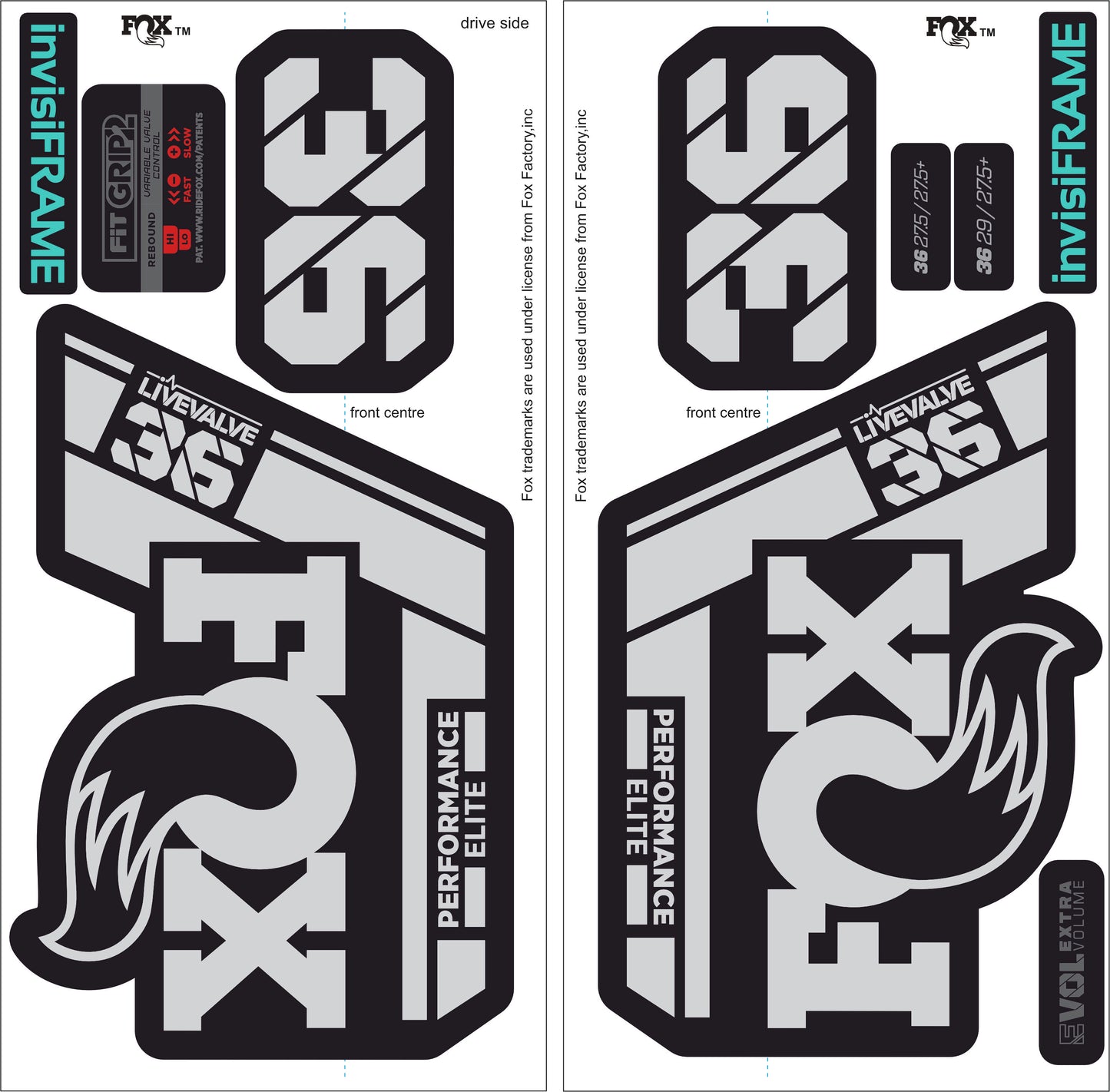 Fox 36 Performance Elite Live Valve 2022 decals